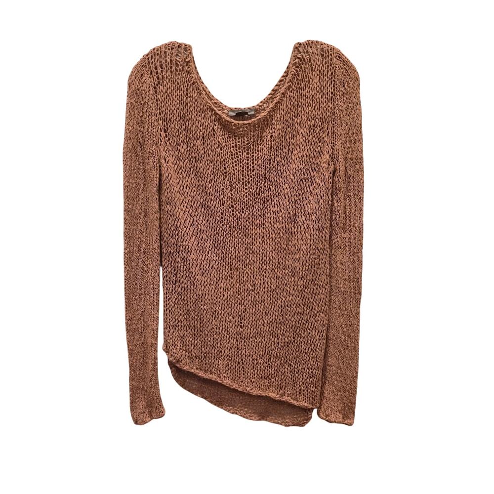 Helmut Lang Open Knit‎ Asymmetrical Sweater M Pink Blush Crochet Distressed